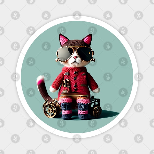 Crochet Cat with Sunglasses Magnet by Cuprum